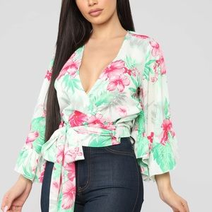 Floral Faux Wrap Top